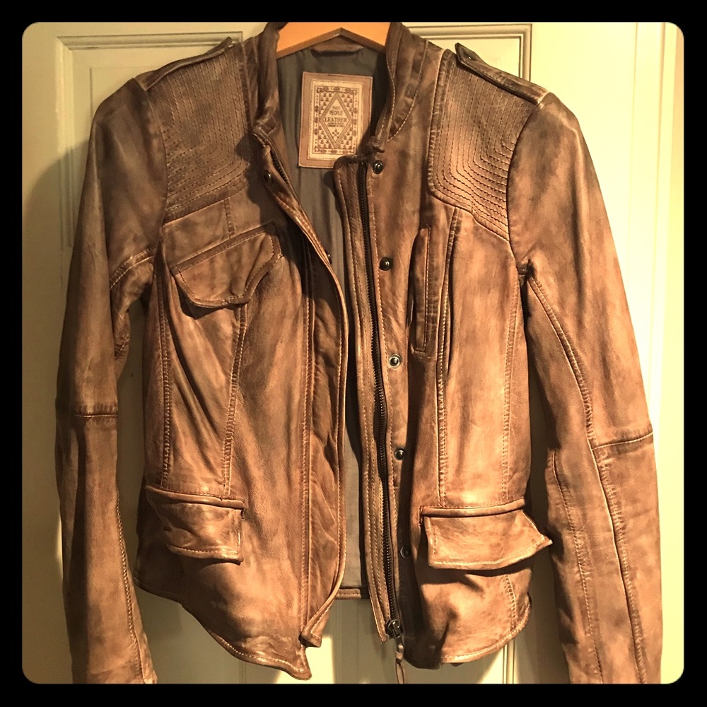 Free People Fitted and Rugged Leather Jacket